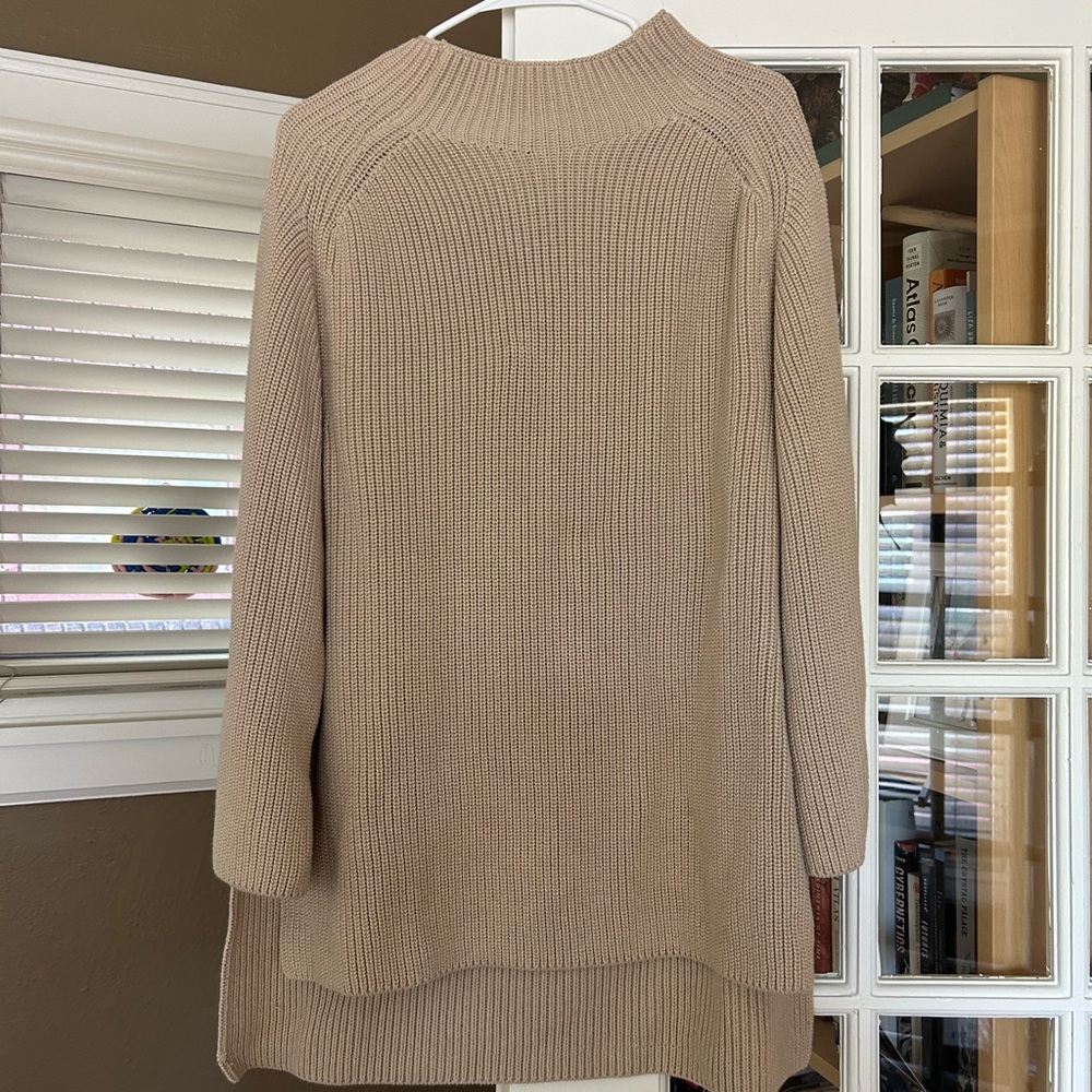 Esby Tan Cowl Neck Ribbed Sweater